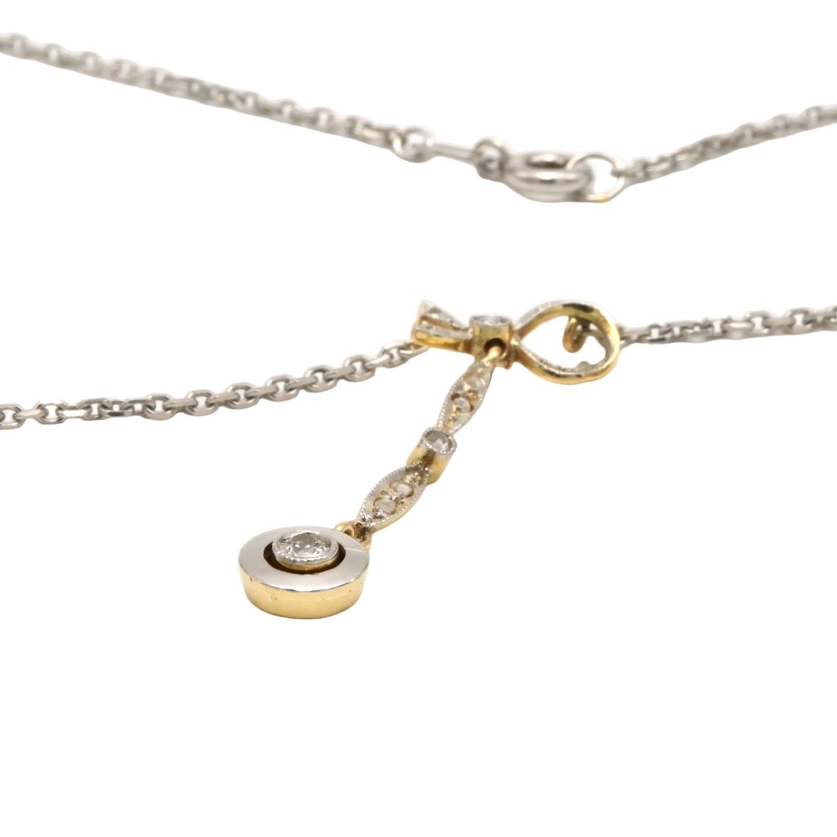 Collier Art Nouveau en or blanc, , or jaune, argent et diamants - Castafiore