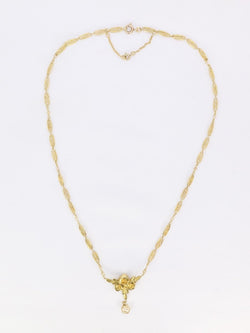 Collier Art Nouveau maille filigrane or jaune perles fines - Castafiore