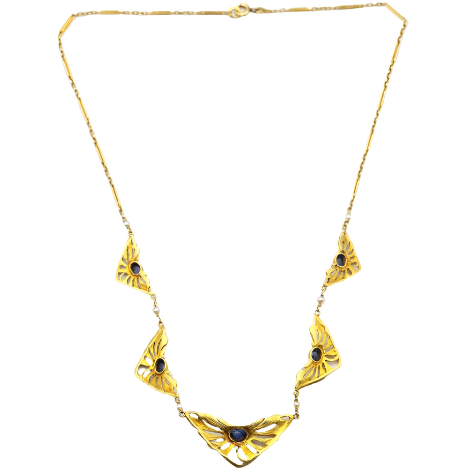 Collier Art Nouveau saphirs en or - Castafiore