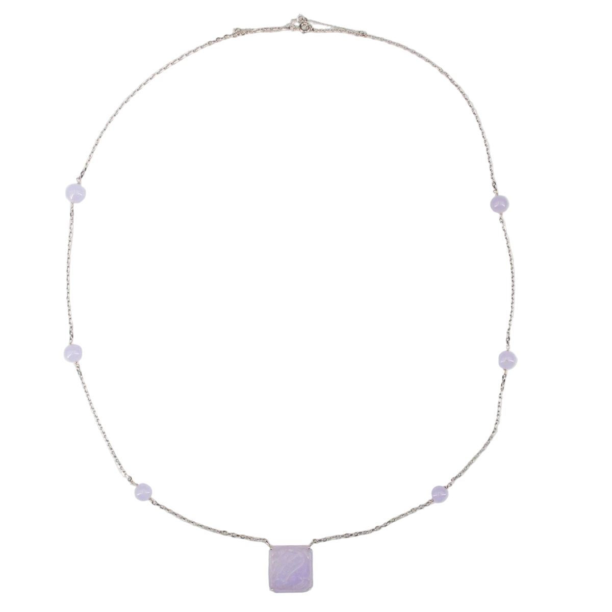 Collier BAUME Maille forçat en or blanc et jade jadéite - Castafiore