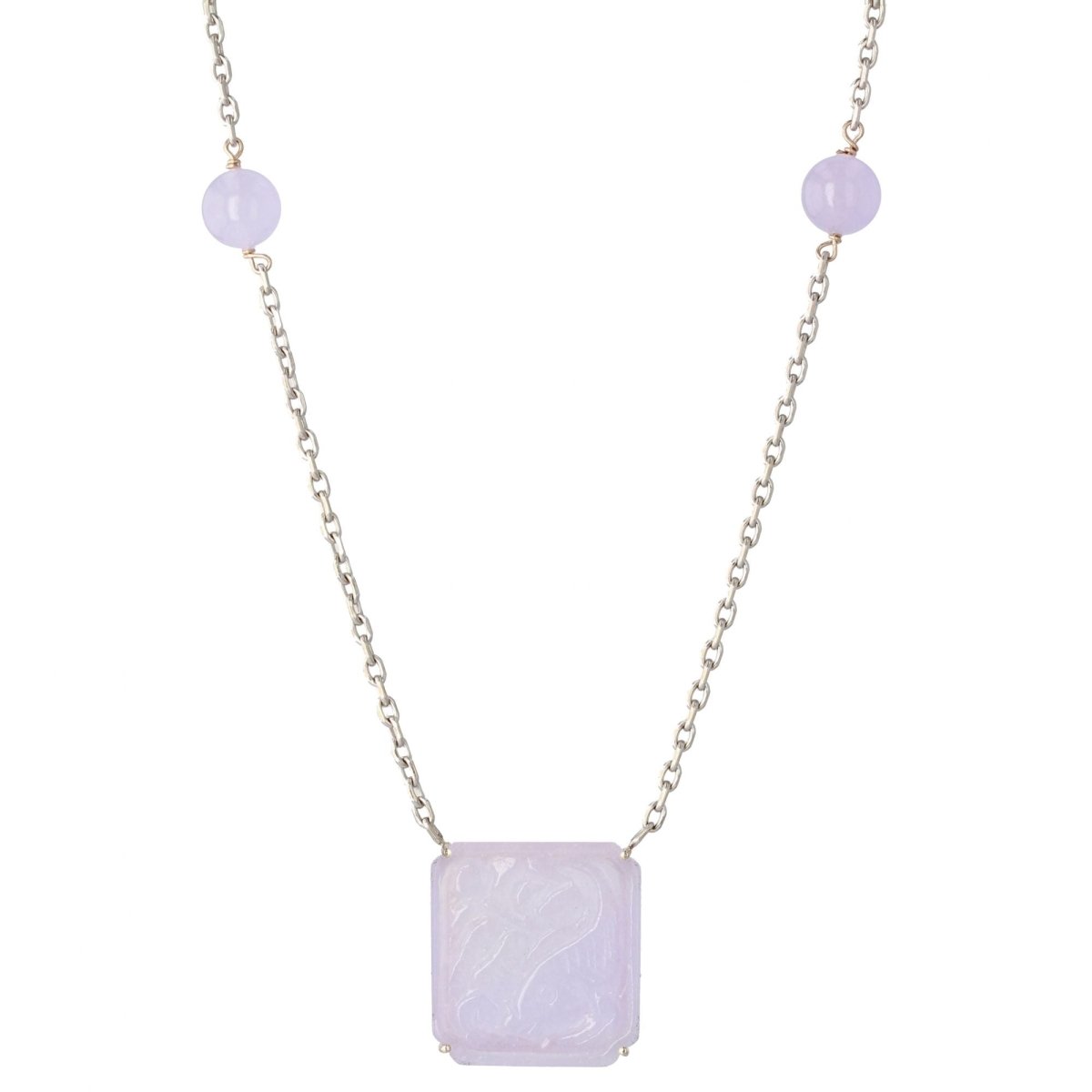 Collier BAUME Maille forçat en or blanc et jade jadéite - Castafiore