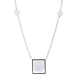 Collier BAUME Maille forçat en or blanc et jade jadéite - Castafiore