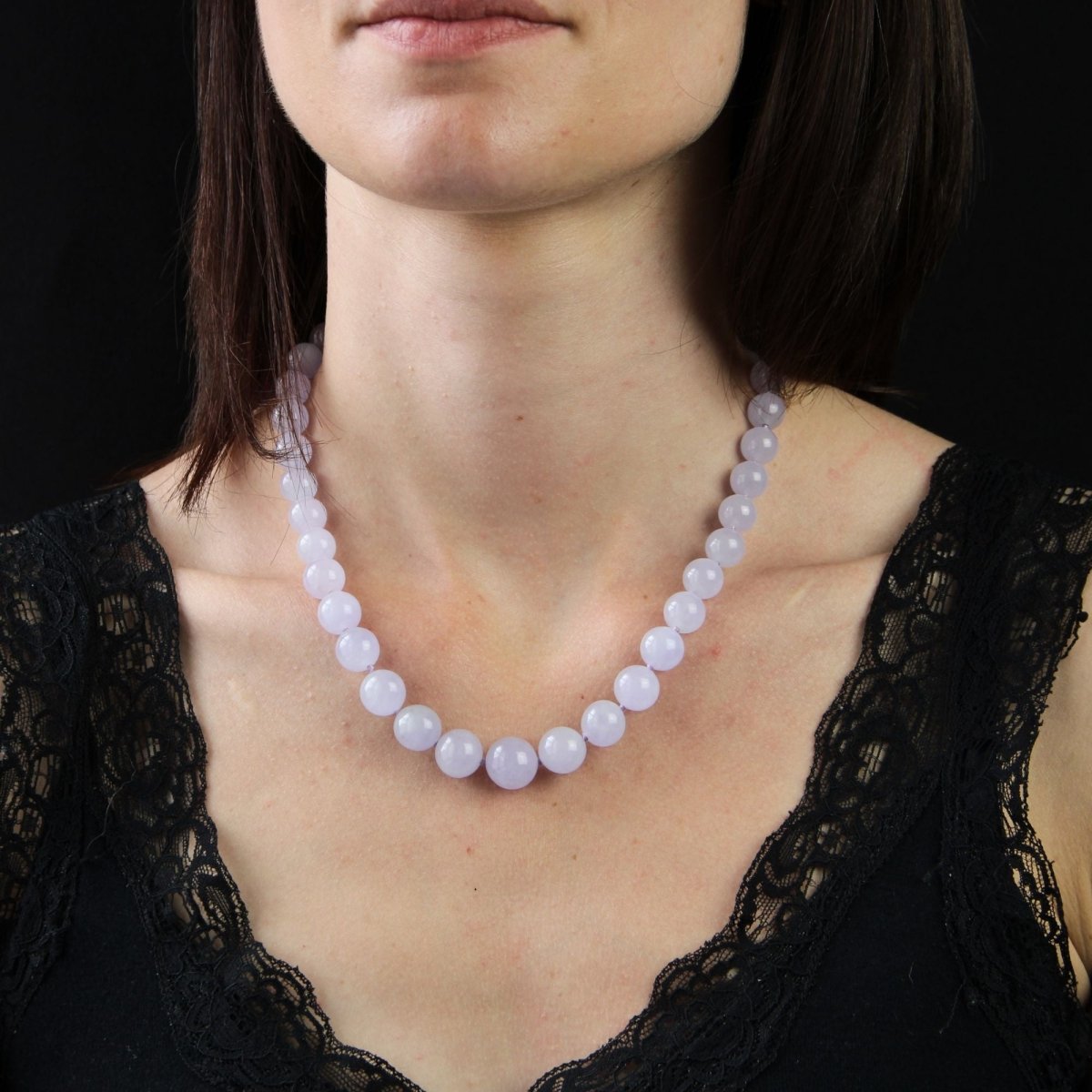 Collier BAUME Perles en or blanc et jade jadéite - Castafiore