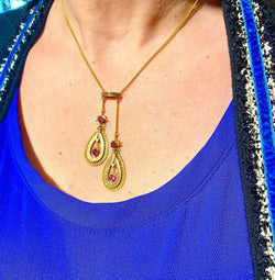 Collier bayadère en or 18 carats et grenats , époque fin 19 eme. - Castafiore