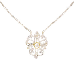 Collier Belle Epoque or blanc diamant taille ancienne - Castafiore
