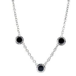 Collier BULGARI en or blanc, onyx et diamants - Castafiore