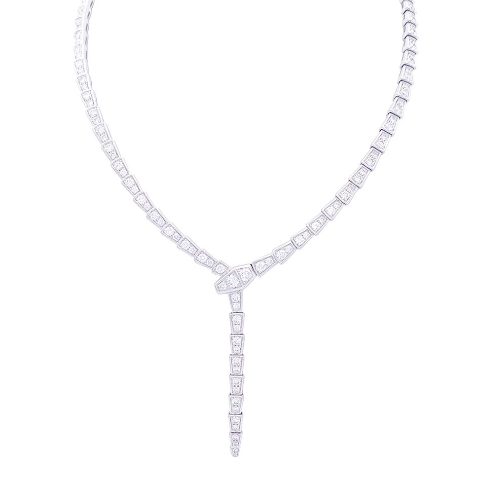 Collier BULGARI "Serpenti Viper" en or blanc et diamants - Castafiore