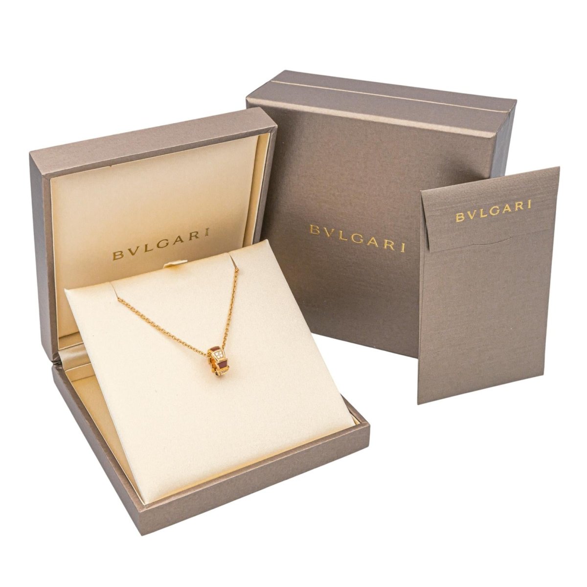 Collier BULGARI "Vipère" en or rose, cormaline et diamants - Castafiore