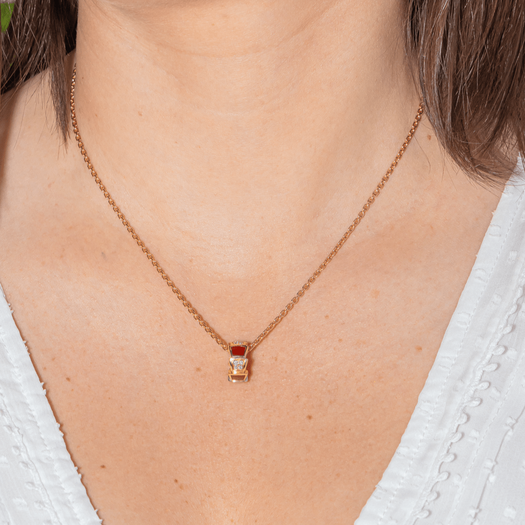 Collier BULGARI "Vipère" en or rose, cormaline et diamants - Castafiore