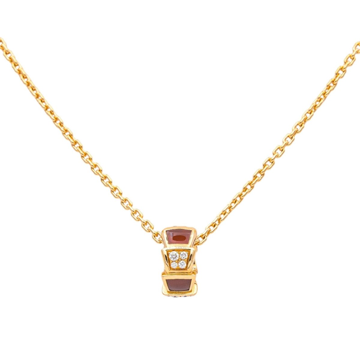 Collier BULGARI "Vipère" en or rose, cormaline et diamants - Castafiore