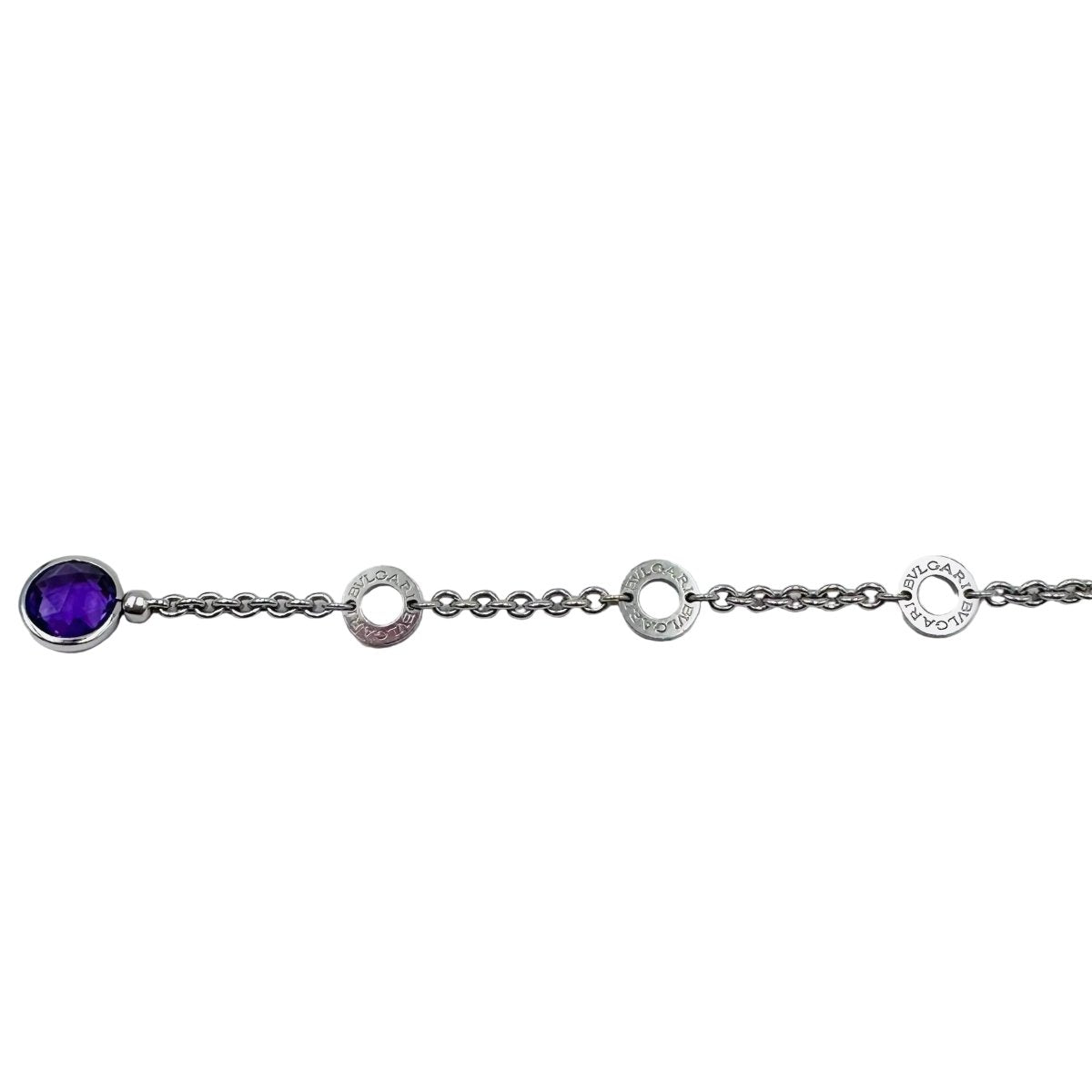 Collier BVLGARI "Parentesi Cocktail" en or blanc, topazes bleues, améthystes et diamants - Castafiore