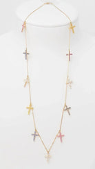 Collier Cartier 11 Croix en or rose, diamants et saphirs de couleurs - Castafiore