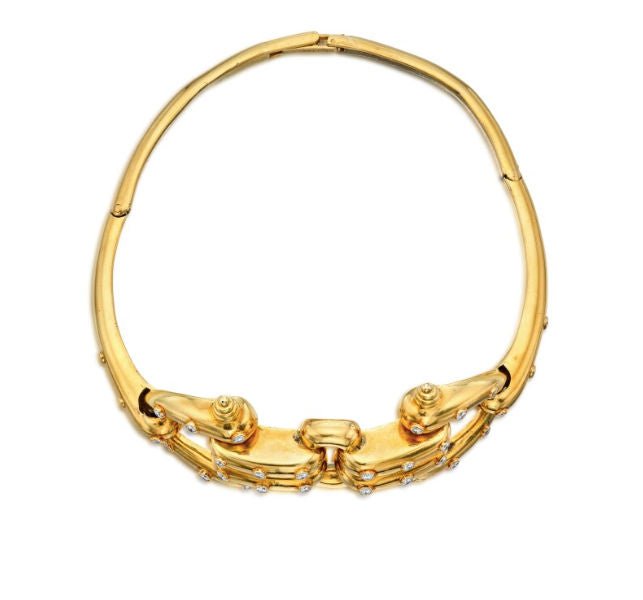 Collier CARTIER Aldo Cipullo en or jaune et diamants - Castafiore