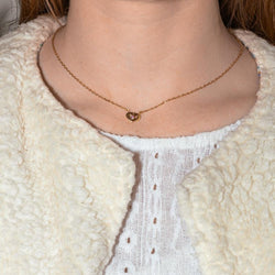 Collier CARTIER Coeur maille forçat en or jaune saphir - Castafiore