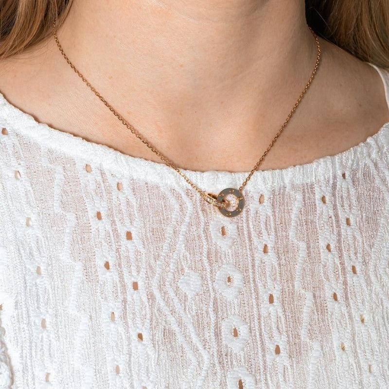 Collier CARTIER Love pavé maille forçat en or rose et diamant - Castafiore