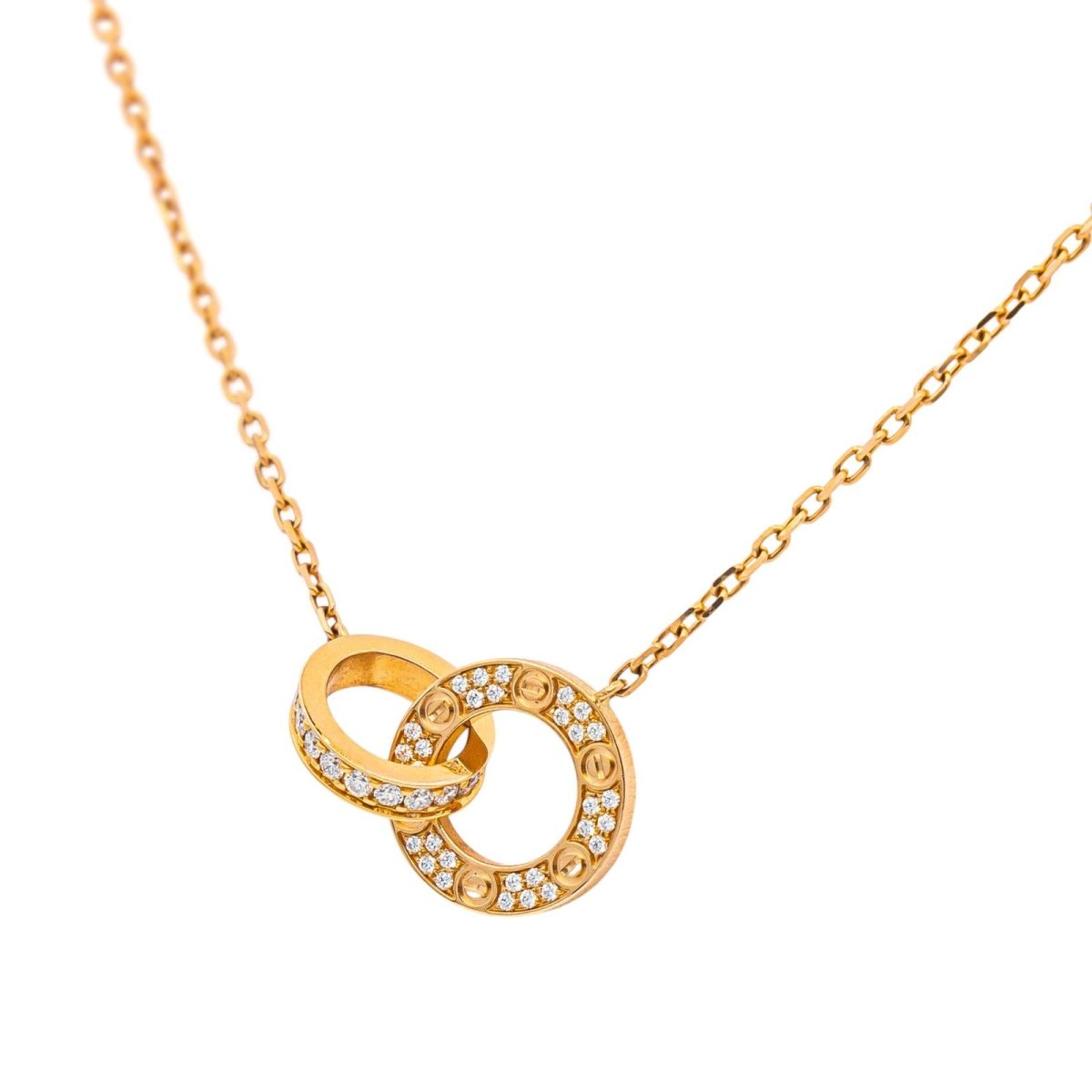 Collier CARTIER Love pavé maille forçat en or rose et diamant - Castafiore