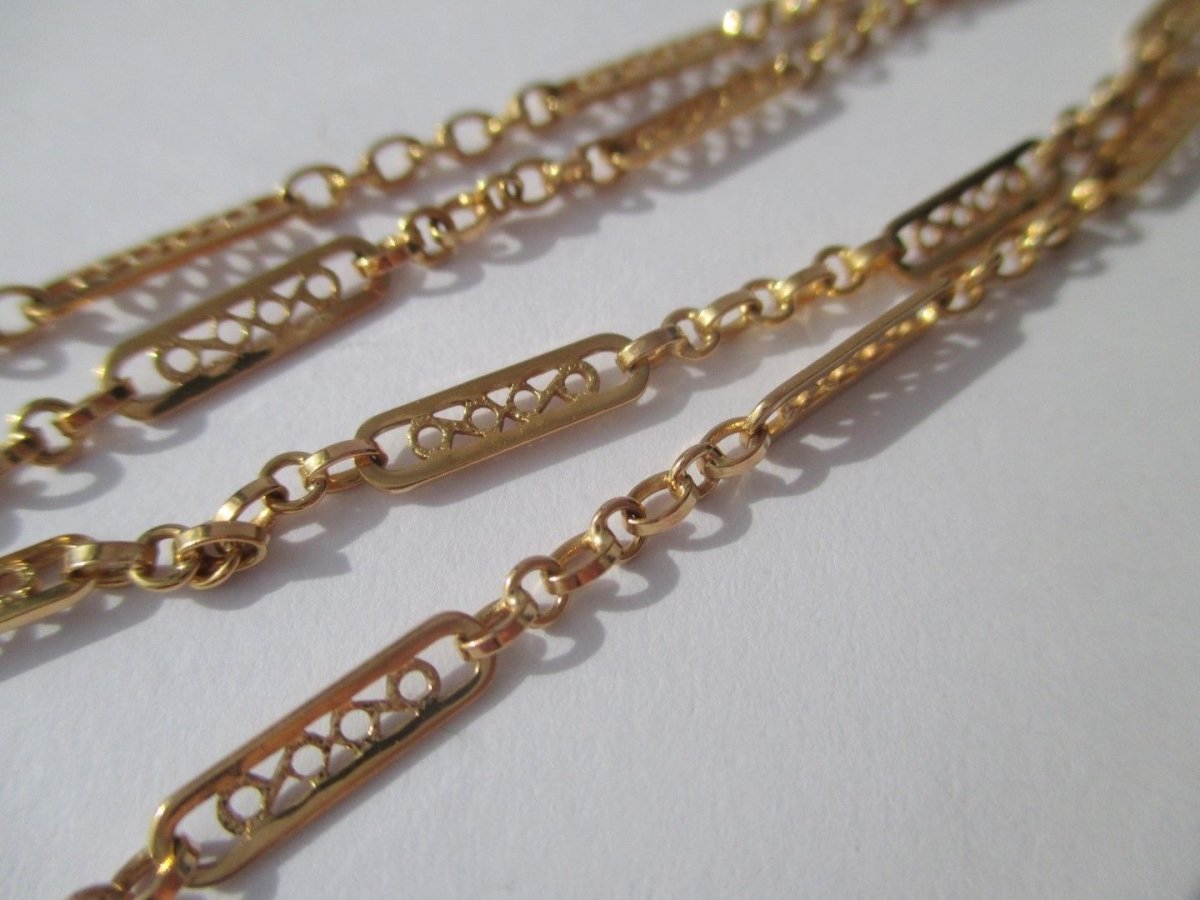 Collier Chaîne ancienne Filigranes or rose - Castafiore