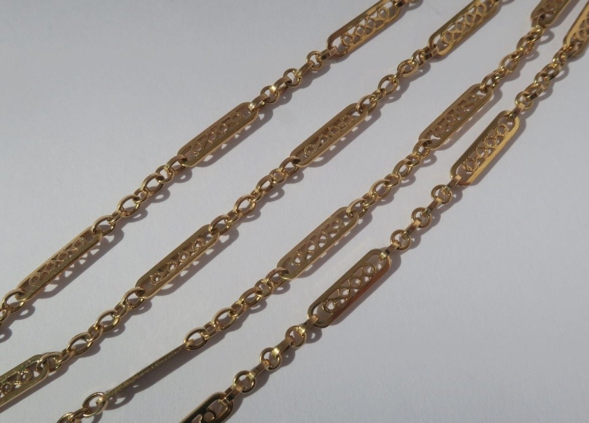 Collier Chaîne ancienne Filigranes or rose - Castafiore