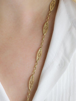 Collier chaine Art Nouveau maille filigrane or jaune - Castafiore
