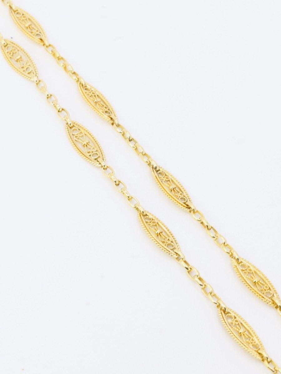 Collier chaine Art Nouveau maille filigrane or jaune - Castafiore