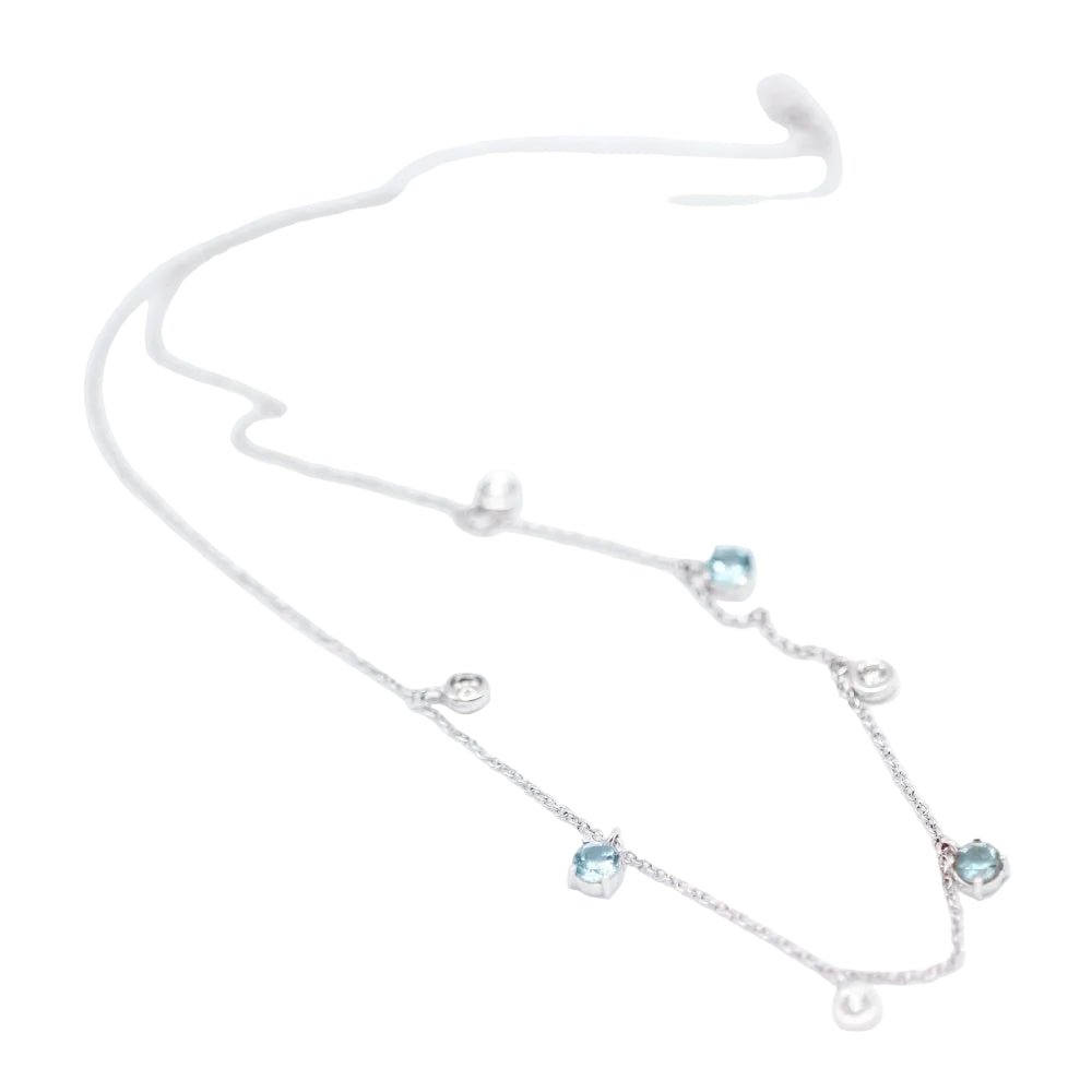 Collier Chaîne BELL en or blanc, topaze et diamants - Castafiore