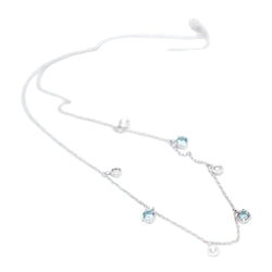 Collier Chaîne BELL en or blanc, topaze et diamants - Castafiore
