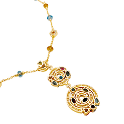 Collier Chaîne BULGARI "Astrale" en or jaune, topazes, citrines, péridots, rhodolites, tourmalines et diamants - Castafiore
