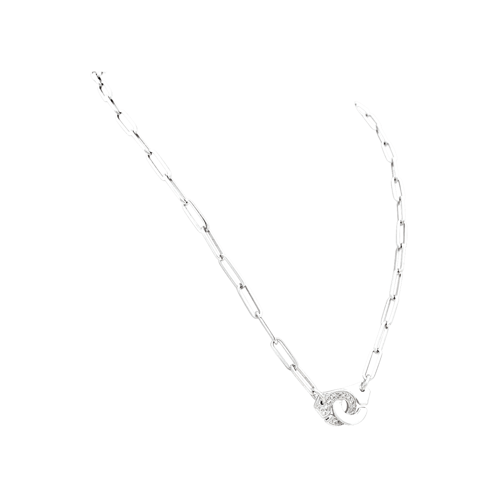 Collier Chaîne DINH VAN "Menottes R12" en or blanc et diamants - Castafiore