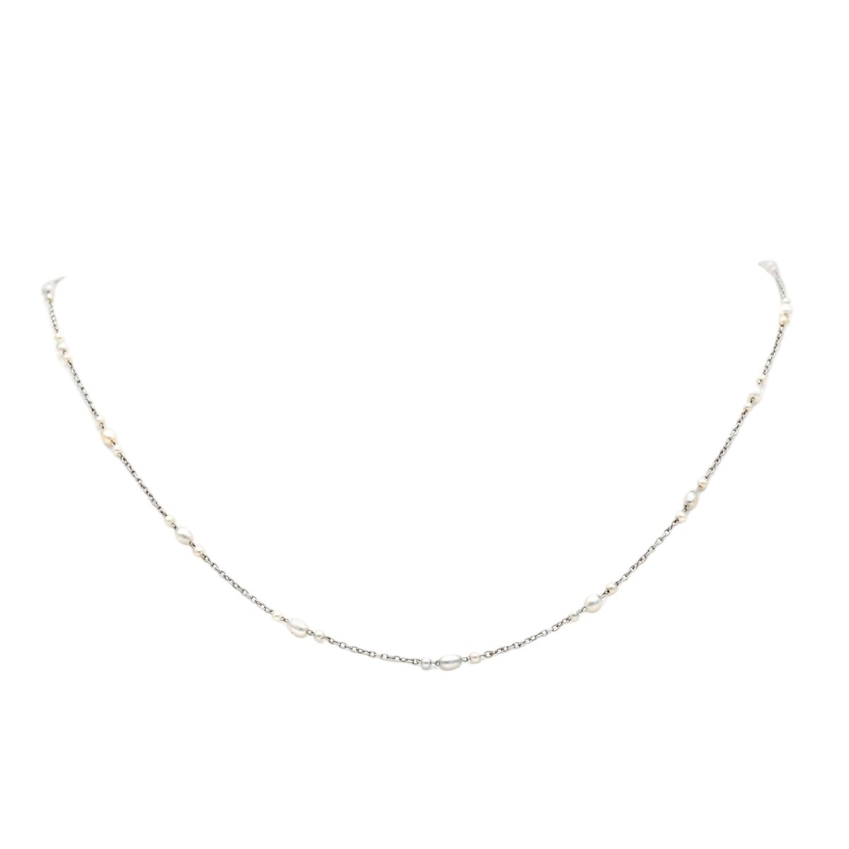 Collier Chaîne en or blanc et perles - Castafiore