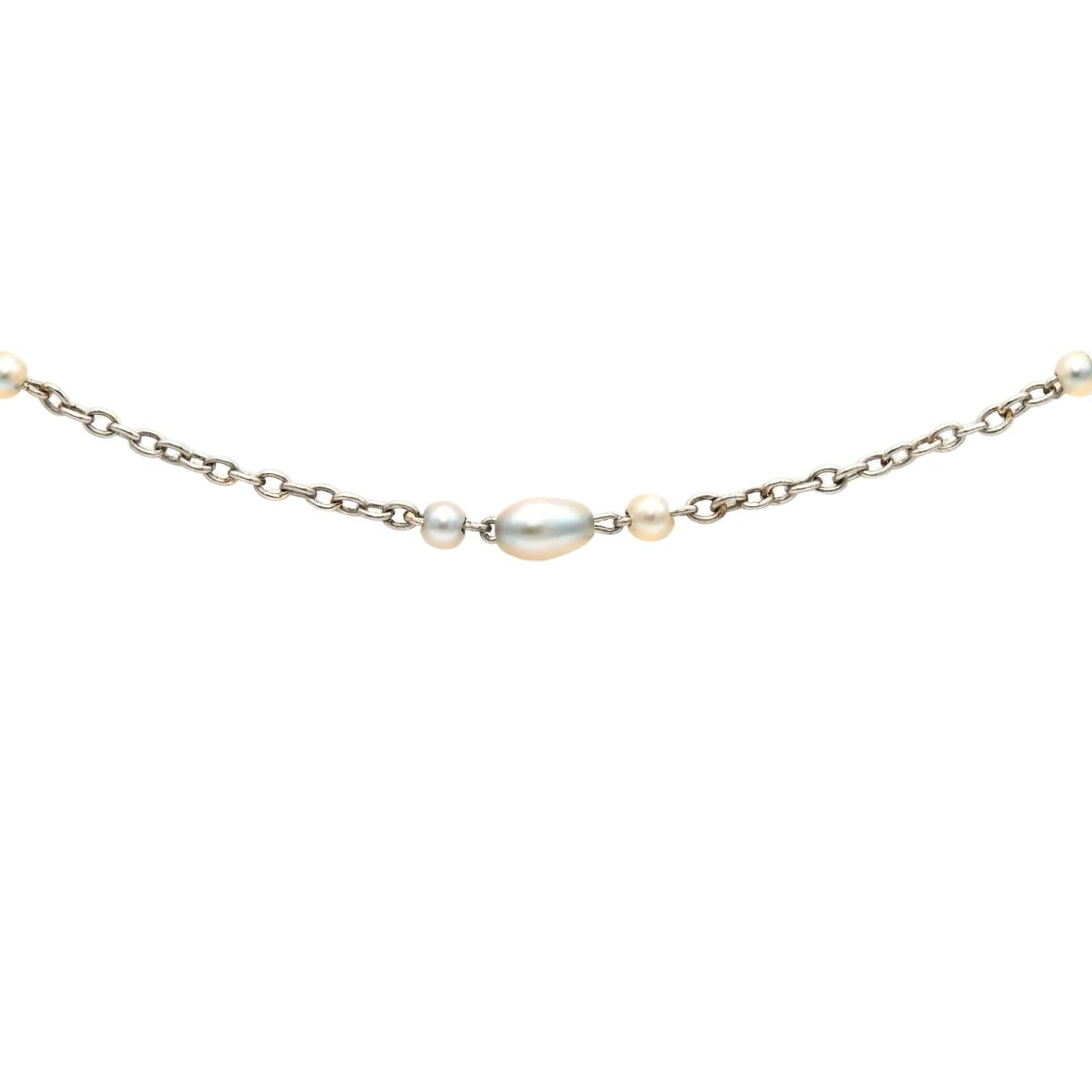 Collier Chaîne en or blanc et perles - Castafiore