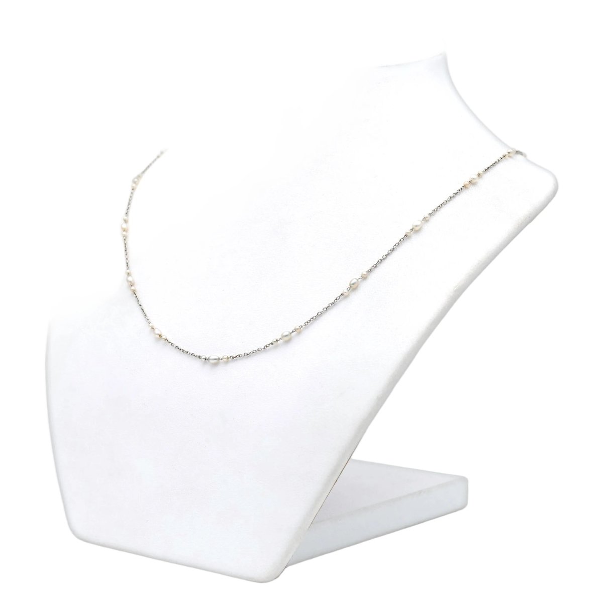 Collier Chaîne en or blanc et perles - Castafiore