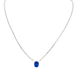 Collier Chaîne en or blanc et saphir - Castafiore