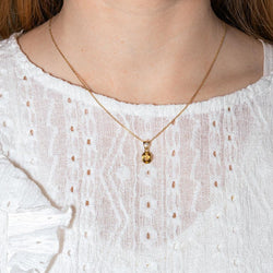 Collier Chaîne en or jaune, citrine et diamant - Castafiore