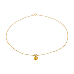 Collier Chaîne en or jaune, citrine et diamant - Castafiore