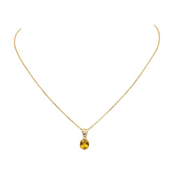 Collier Chaîne en or jaune, citrine et diamant - Castafiore