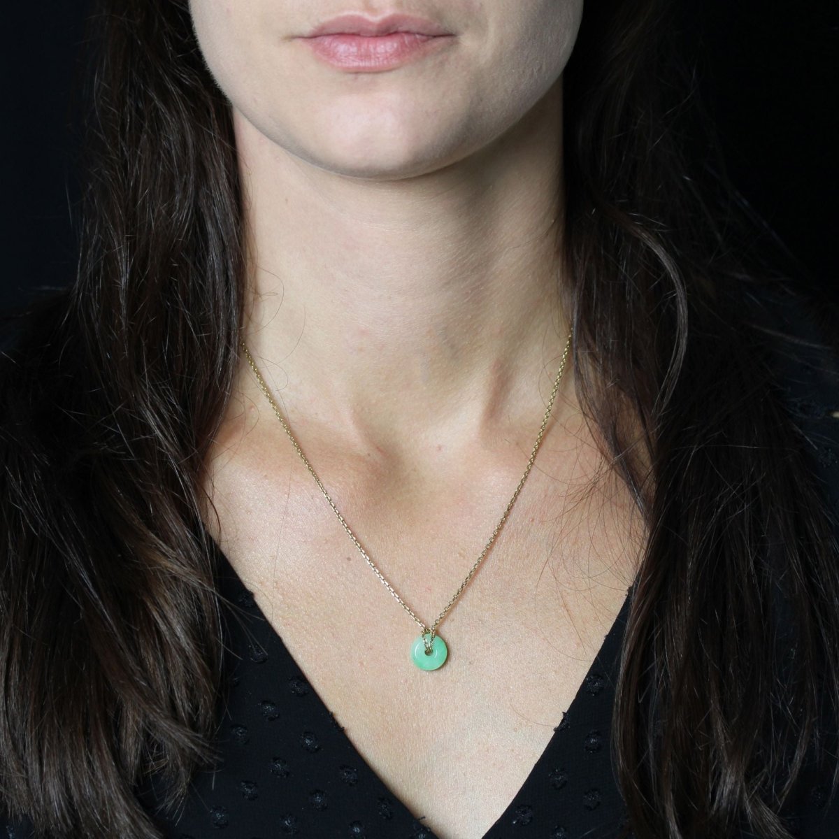 Collier Chaîne en or jaune et jade - Castafiore