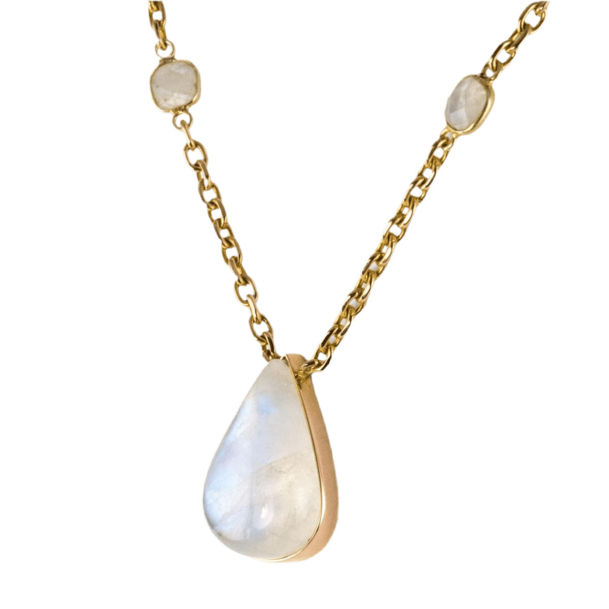 Collier Chaîne en or jaune et labradorites - Castafiore