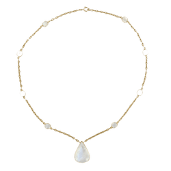 Collier Chaîne en or jaune et labradorites - Castafiore