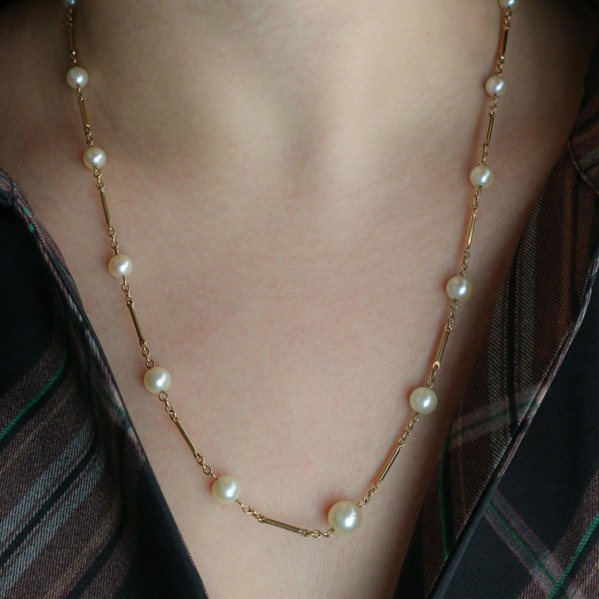 Collier Chaîne en or jaune et perles - Castafiore