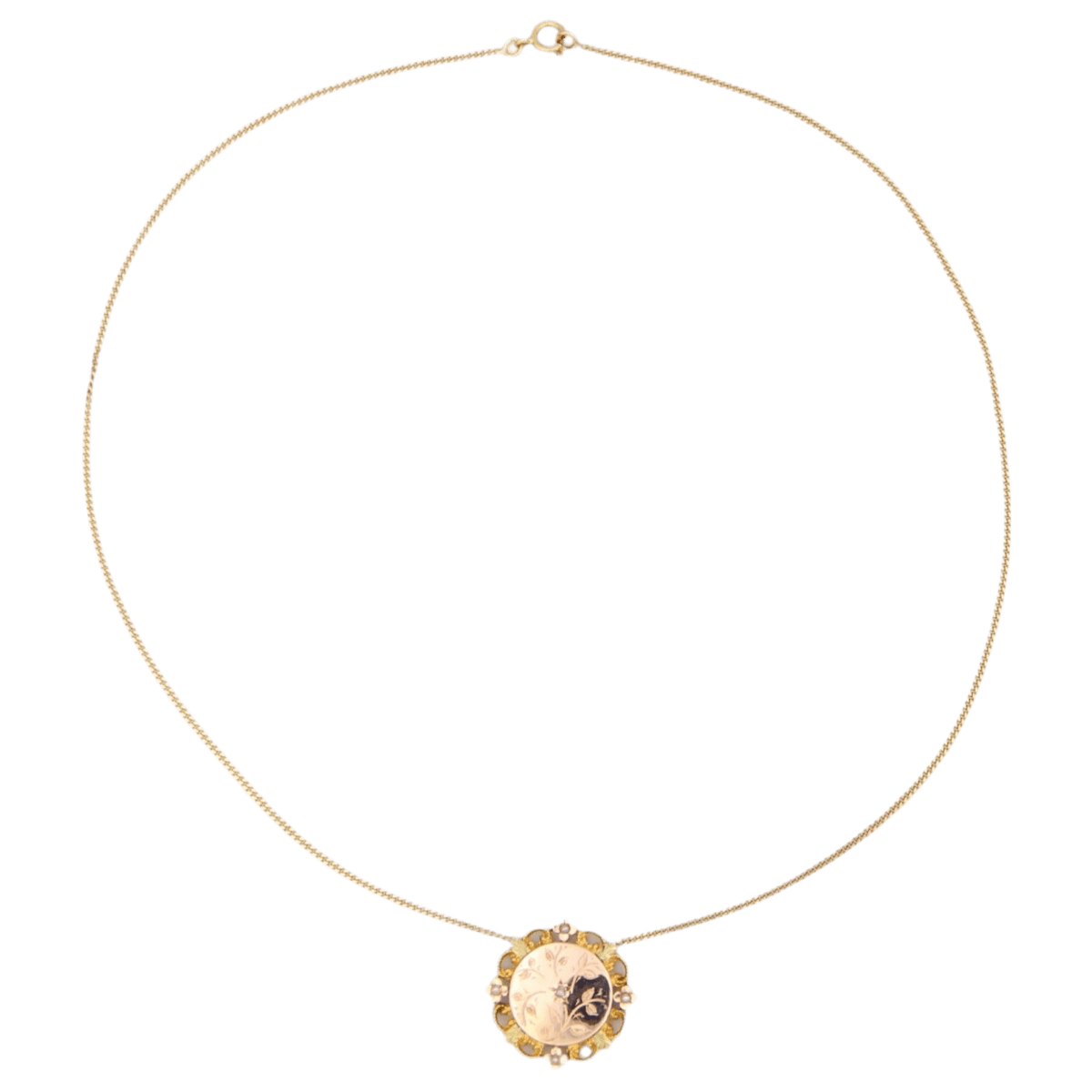 Collier Chaîne en or jaune, or rose, or vert, perles et diamant - Castafiore