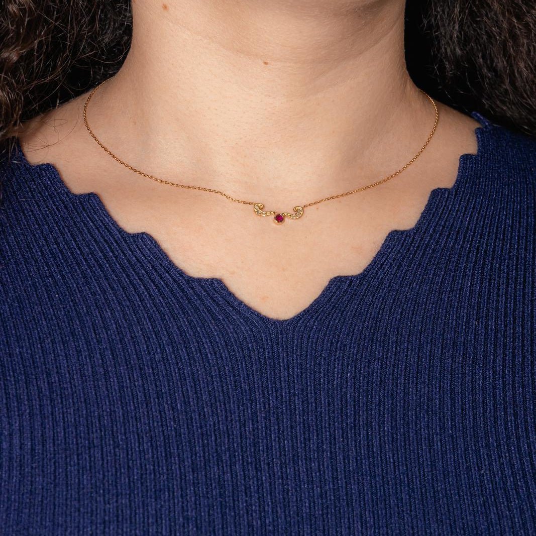 Collier Chaîne en or jaune, rubis et diamants - Castafiore