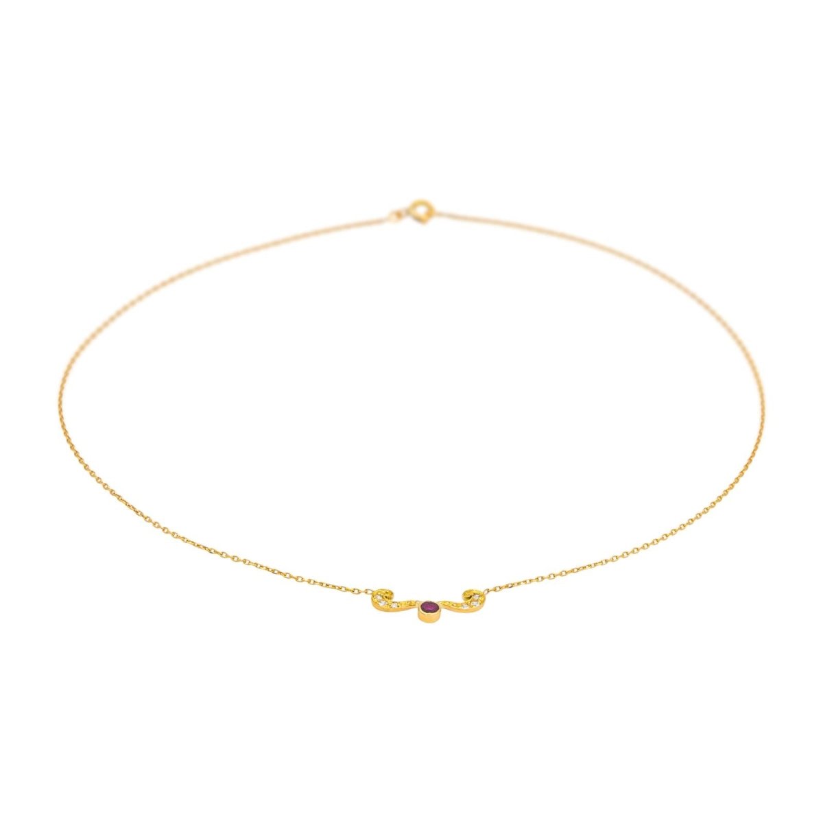 Collier Chaîne en or jaune, rubis et diamants - Castafiore