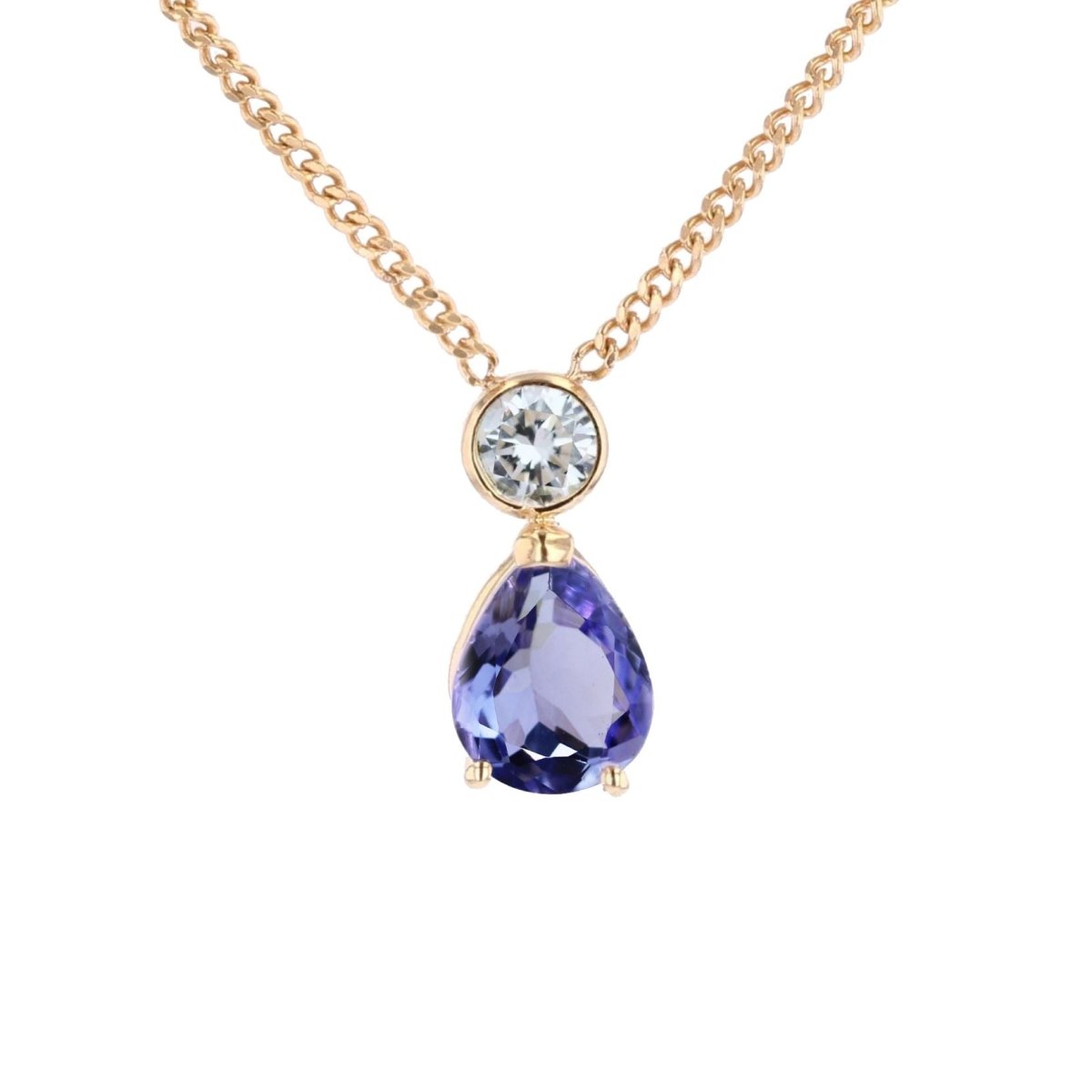 Collier Chaîne en or jaune, tanzanite et diamants - Castafiore