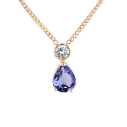 Collier Chaîne en or jaune, tanzanite et diamants - Castafiore