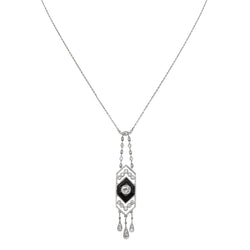 Collier Chaîne en platine, onyx et diamants - Castafiore