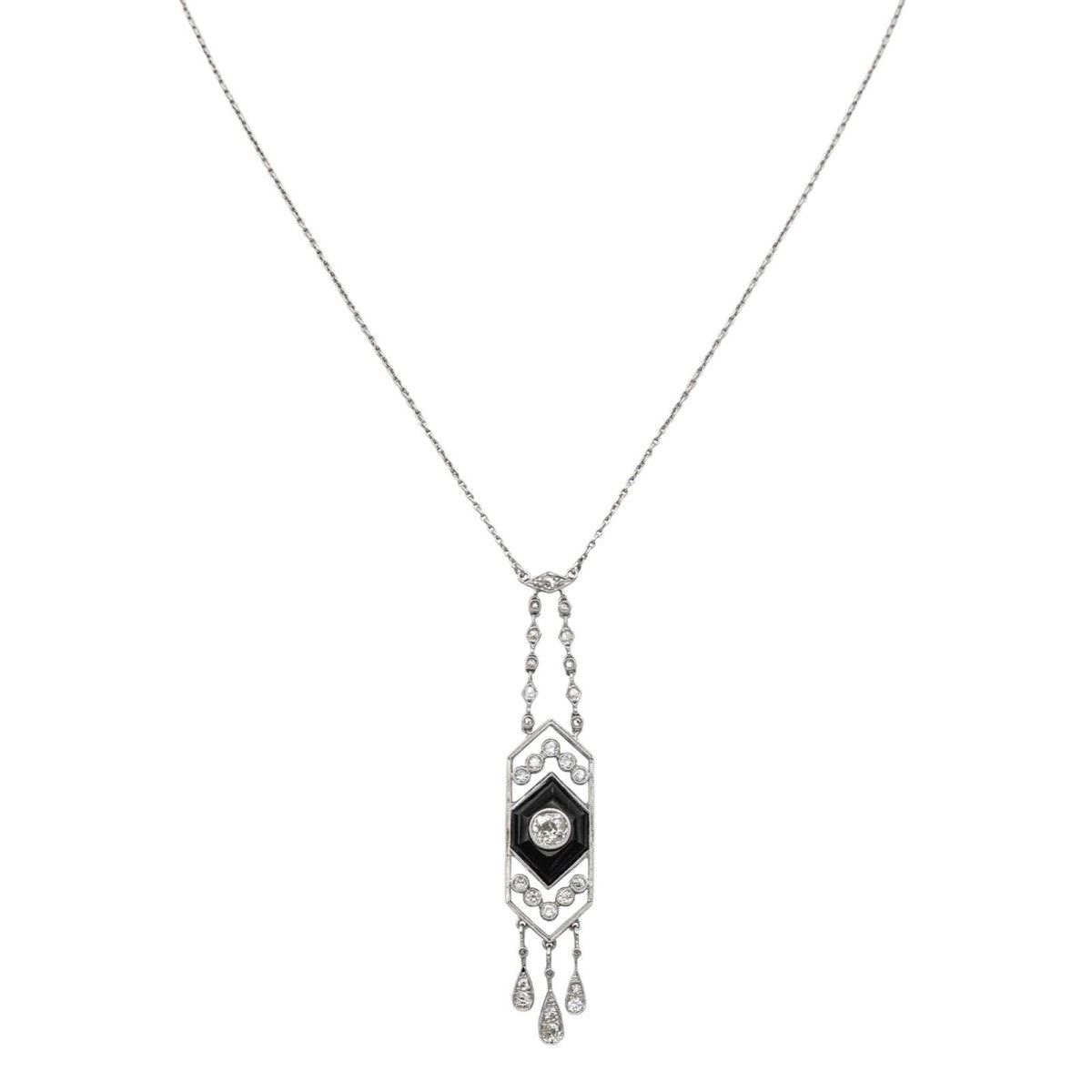 Collier Chaîne en platine, onyx et diamants - Castafiore