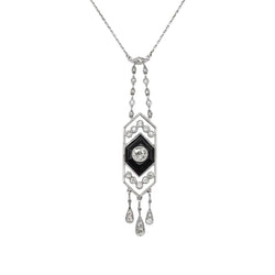 Collier Chaîne en platine, onyx et diamants - Castafiore