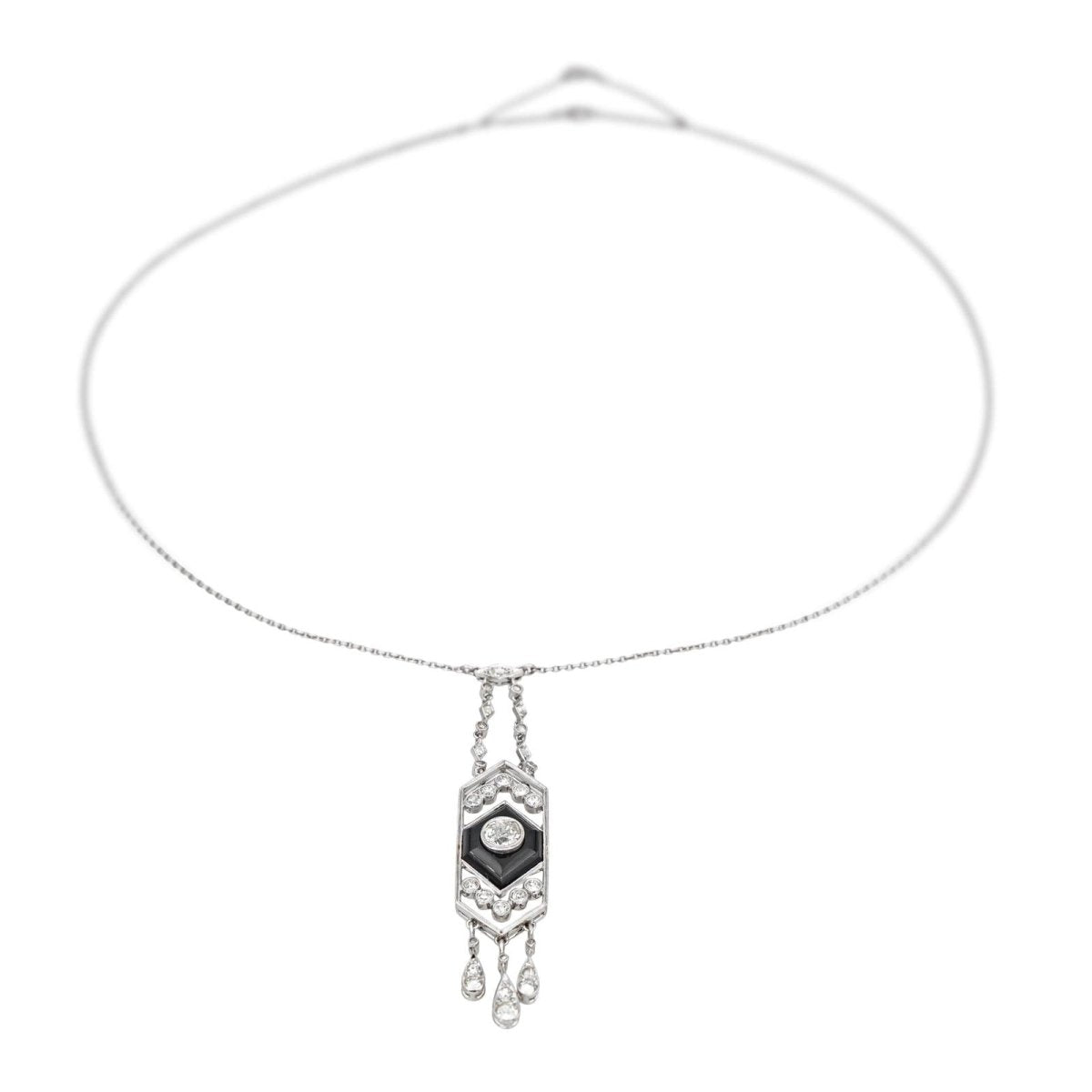 Collier Chaîne en platine, onyx et diamants - Castafiore