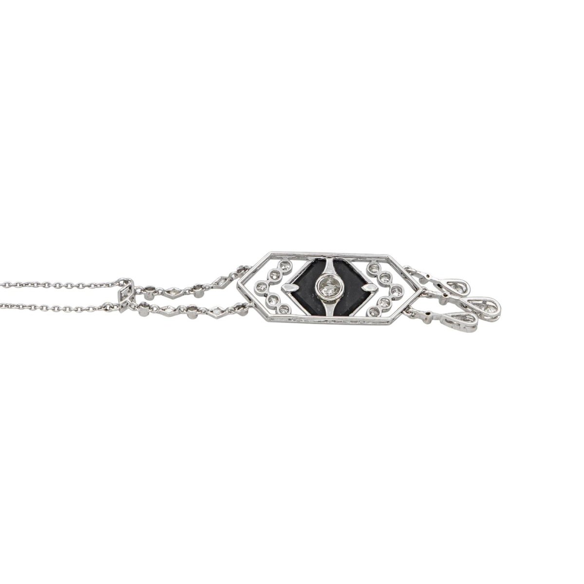 Collier Chaîne en platine, onyx et diamants - Castafiore