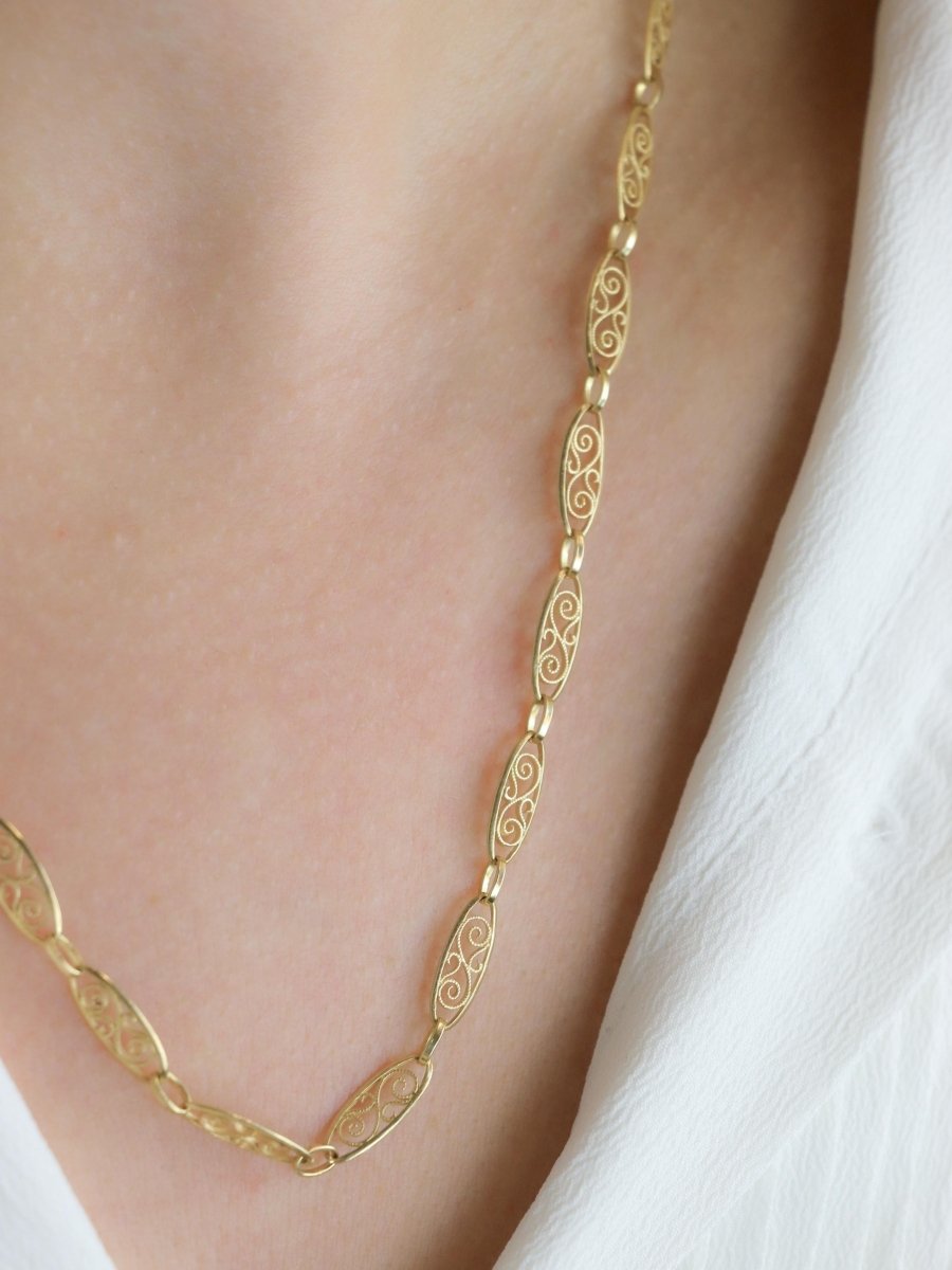 Collier chaîne maille filigrane or jaune - Castafiore